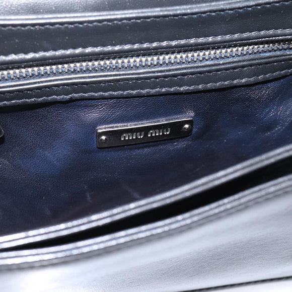Miu Miu Matelasse Chain Shoulder Bag Leather Black Silver Auth 203216V