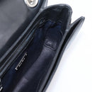 Miu Miu Matelasse Chain Shoulder Bag Leather Black Silver Auth 203216V-21