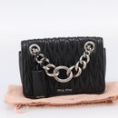 Miu Miu Matelasse Chain Shoulder Bag Leather Black Silver Auth 203216V-29