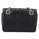 Miu Miu Matelasse Chain Shoulder Bag Leather Black Silver Auth 203216V-3