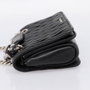 Miu Miu Matelasse Chain Shoulder Bag Leather Black Silver Auth 203216V-4
