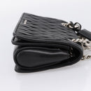 Miu Miu Matelasse Chain Shoulder Bag Leather Black Silver Auth 203216V-5