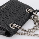 Miu Miu Matelasse Chain Shoulder Bag Leather Black Silver Auth 203216V-6