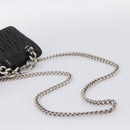 Miu Miu Matelasse Chain Shoulder Bag Leather Black Silver Auth 203216V-7
