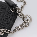 Miu Miu Matelasse Chain Shoulder Bag Leather Black Silver Auth 203216V-9