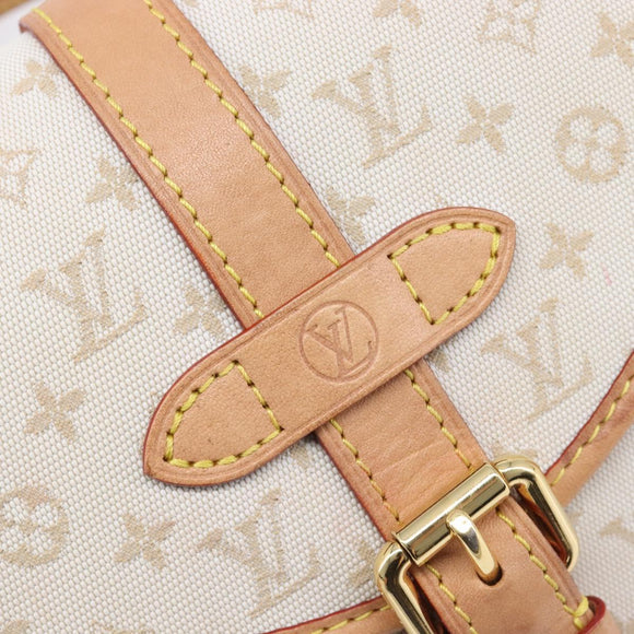 LOUIS VUITTON Monogram Mini Lin Saumur BB Bag White M12327 LV Auth 203218V