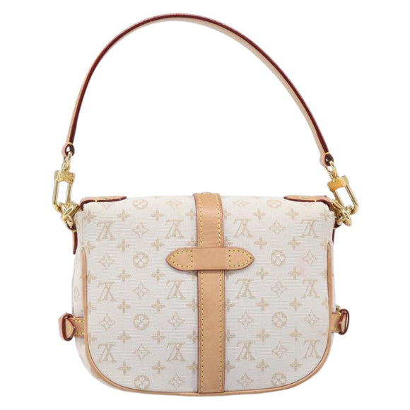 LOUIS VUITTON Monogram Mini Lin Saumur BB Bag White M12327 LV Auth 203218V