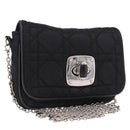 Christian Dior Chain Shoulder Bag Nylon Black Silver Auth 203219-1