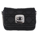 Christian Dior Chain Shoulder Bag Nylon Black Silver Auth 203219-13