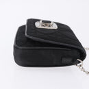 Christian Dior Chain Shoulder Bag Nylon Black Silver Auth 203219-3