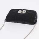 Christian Dior Chain Shoulder Bag Nylon Black Silver Auth 203219-6