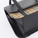Burberrys Nova Check Hand Bag Canvas Leather Beige Silver Auth 203220V-11