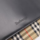 Burberrys Nova Check Hand Bag Canvas Leather Beige Silver Auth 203220V-14