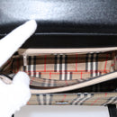 Burberrys Nova Check Hand Bag Canvas Leather Beige Silver Auth 203220V-15