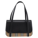 Burberrys Nova Check Hand Bag Canvas Leather Beige Silver Auth 203220V-2
