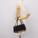 Burberrys Nova Check Hand Bag Canvas Leather Beige Silver Auth 203220V-25