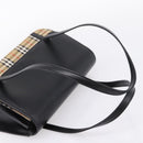 Burberrys Nova Check Hand Bag Canvas Leather Beige Silver Auth 203220V-7