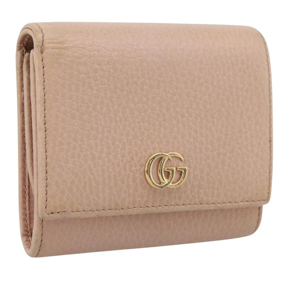 GUCCI Bifold Wallet Leather Pink Gold 598587 Auth 203221