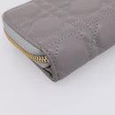 Christian Dior Caro Bifold Wallet Leather Gray Gold Auth 203223M-11