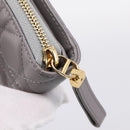 Christian Dior Caro Bifold Wallet Leather Gray Gold Auth 203223M-12