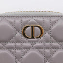 Christian Dior Caro Bifold Wallet Leather Gray Gold Auth 203223M-13