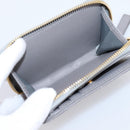 Christian Dior Caro Bifold Wallet Leather Gray Gold Auth 203223M-14