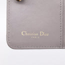 Christian Dior Caro Bifold Wallet Leather Gray Gold Auth 203223M-15