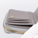 Christian Dior Caro Bifold Wallet Leather Gray Gold Auth 203223M-19