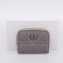 Christian Dior Caro Bifold Wallet Leather Gray Gold Auth 203223M-23