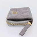 Christian Dior Caro Bifold Wallet Leather Gray Gold Auth 203223M-4