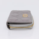 Christian Dior Caro Bifold Wallet Leather Gray Gold Auth 203223M-5