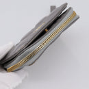 Christian Dior Caro Bifold Wallet Leather Gray Gold Auth 203223M-6