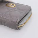 Christian Dior Caro Bifold Wallet Leather Gray Gold Auth 203223M-8