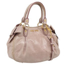 Miu Miu Hand Bag Leather 2way Beige Gold Auth 203225M-1