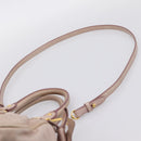 Miu Miu Hand Bag Leather 2way Beige Gold Auth 203225M-14