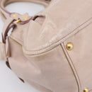 Miu Miu Hand Bag Leather 2way Beige Gold Auth 203225M-18