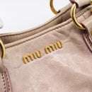 Miu Miu Hand Bag Leather 2way Beige Gold Auth 203225M-19