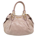 Miu Miu Hand Bag Leather 2way Beige Gold Auth 203225M-13