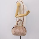 Miu Miu Hand Bag Leather 2way Beige Gold Auth 203225M-25