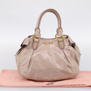 Miu Miu Hand Bag Leather 2way Beige Gold Auth 203225M-12
