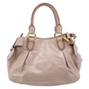 Miu Miu Hand Bag Leather 2way Beige Gold Auth 203225M-2