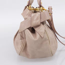Miu Miu Hand Bag Leather 2way Beige Gold Auth 203225M-3