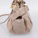 Miu Miu Hand Bag Leather 2way Beige Gold Auth 203225M-4