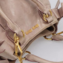 Miu Miu Hand Bag Leather 2way Beige Gold Auth 203225M-6