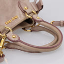 Miu Miu Hand Bag Leather 2way Beige Gold Auth 203225M-7