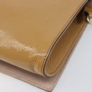 GUCCI Soho Clutch Bag Patent Leather Beige Gold 336753 Auth 203226-12