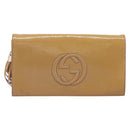 GUCCI Soho Clutch Bag Patent Leather Beige Gold 336753 Auth 203226-2