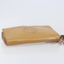 GUCCI Soho Clutch Bag Patent Leather Beige Gold 336753 Auth 203226-7