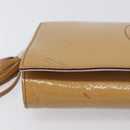 GUCCI Soho Clutch Bag Patent Leather Beige Gold 336753 Auth 203226-9