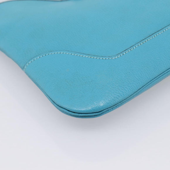 HERMES Trim 31 Shoulder Bag Leather Light Blue Silver Auth 203229V